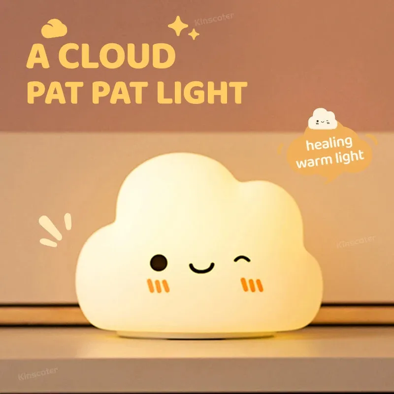 🌈 Kawaii Cloud Silicone Night Light ☁️ - Touch-Activated Lamp for Kids' Rooms 🎉 - Adorable Ambient Glow & Cartoon Decor ✨ - Perfect Holiday Gift! 🎁