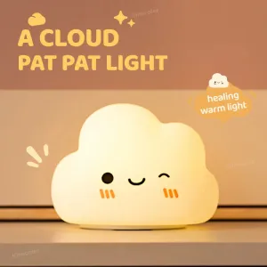 🌈 Kawaii Cloud Silicone Night Light ☁️ - Touch-Activated Lamp for Kids' Rooms 🎉 - Adorable Ambient Glow & Cartoon Decor ✨ - Perfect Holiday Gift! 🎁