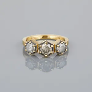 0.5 Carat One-of-a-Kind Rose Cut Triple Salt and Pepper Diamond Ring | DR149-OOAK