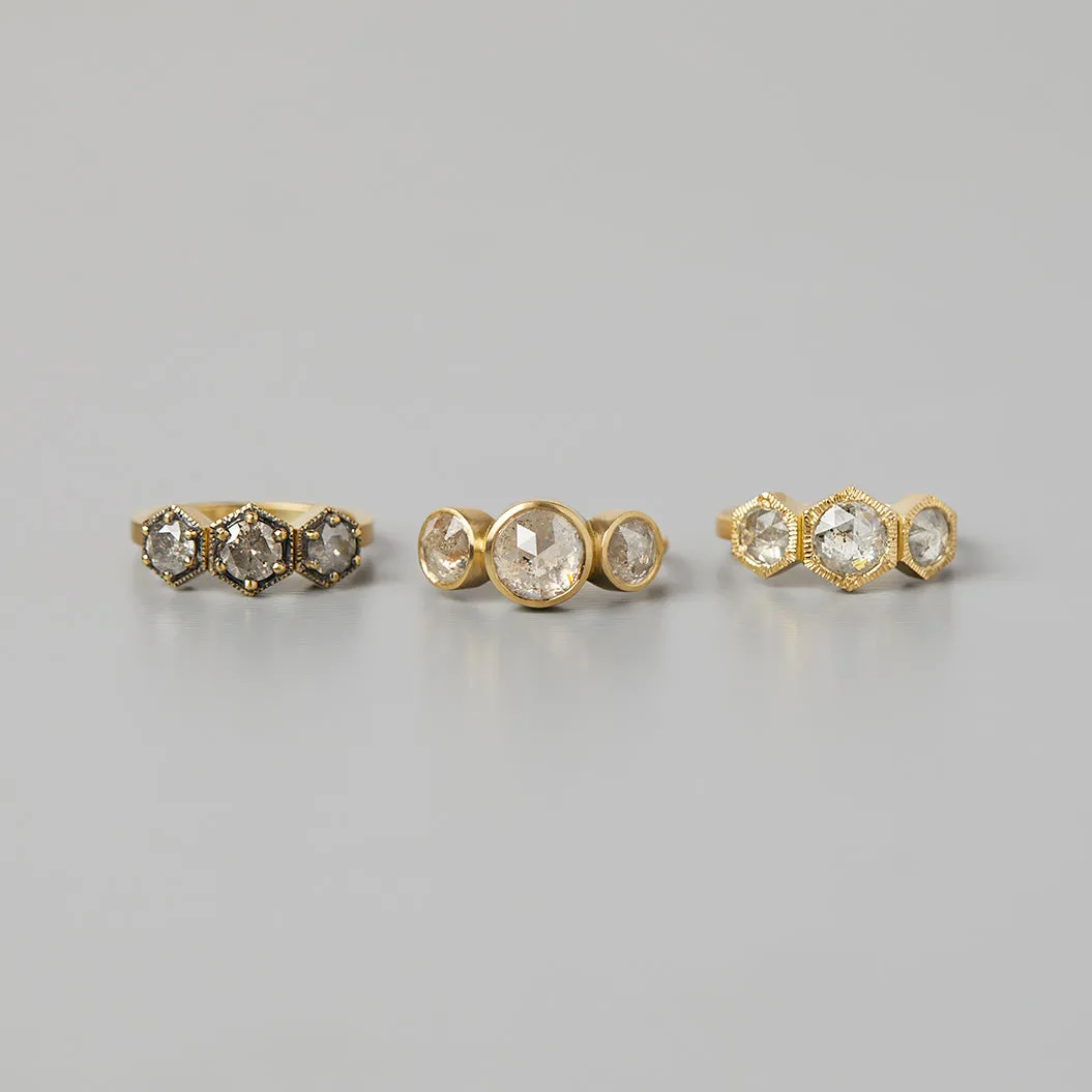 0.5 Carat One-of-a-Kind Rose Cut Triple Salt and Pepper Diamond Ring | DR149-OOAK