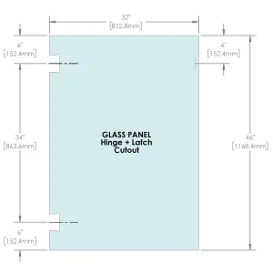 1/2" Railing Glass Panel (Size: 32" x 46") With Hinge & Latch Cutout