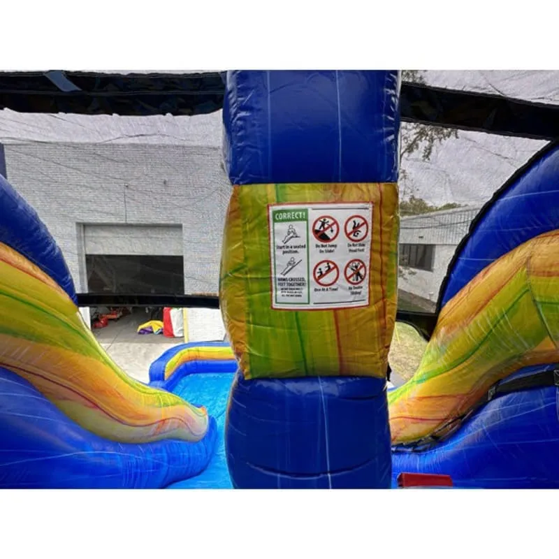 18'H Dura-Lite Dual Lane Green Slide Wet n Dry