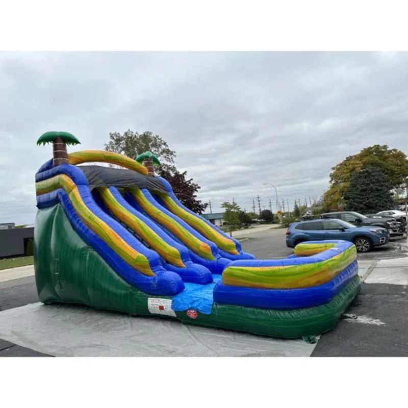 18'H Dura-Lite Dual Lane Green Slide Wet n Dry