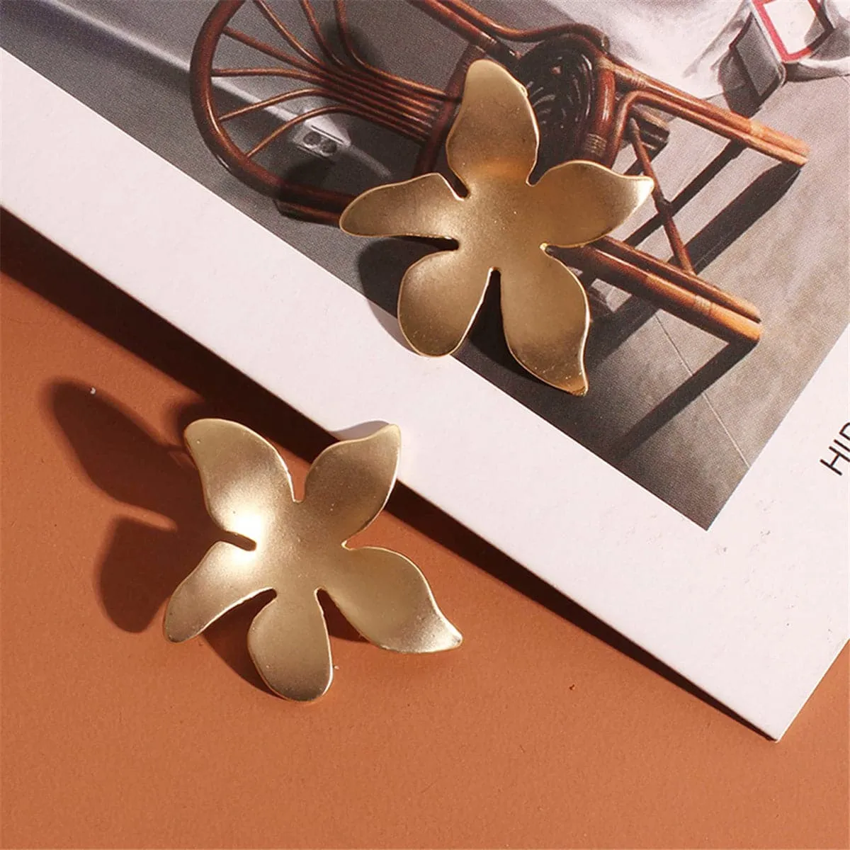 18K Gold-Plated Tropical Flower Stud Earrings
