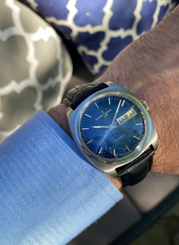 1960's Ulysse Nardin Vintage Mens Day Date Automatic Watch - Stainless Steel
