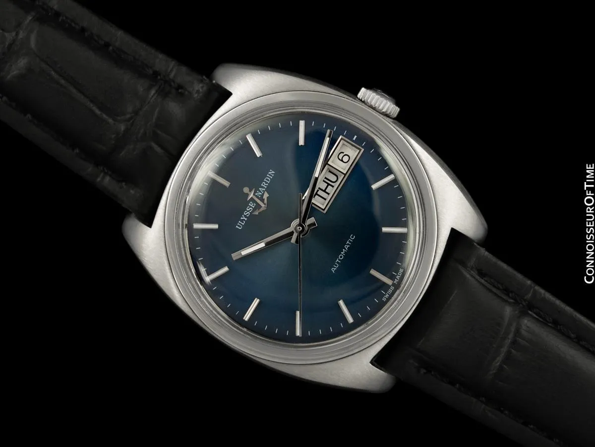1960's Ulysse Nardin Vintage Mens Day Date Automatic Watch - Stainless Steel