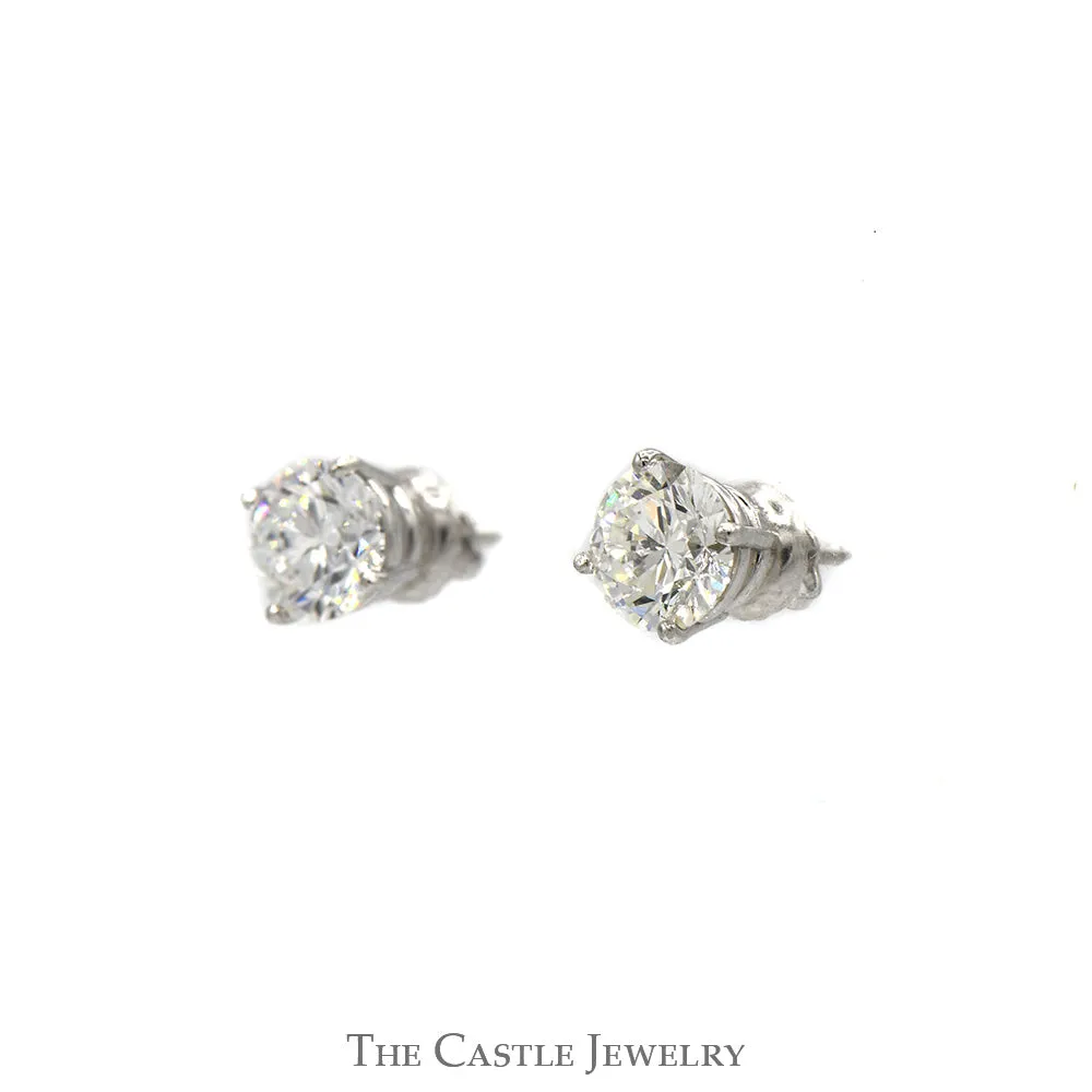 2cttw Round Brilliant Cut Lab Grown Diamond Stud Earrings in 14k White Gold