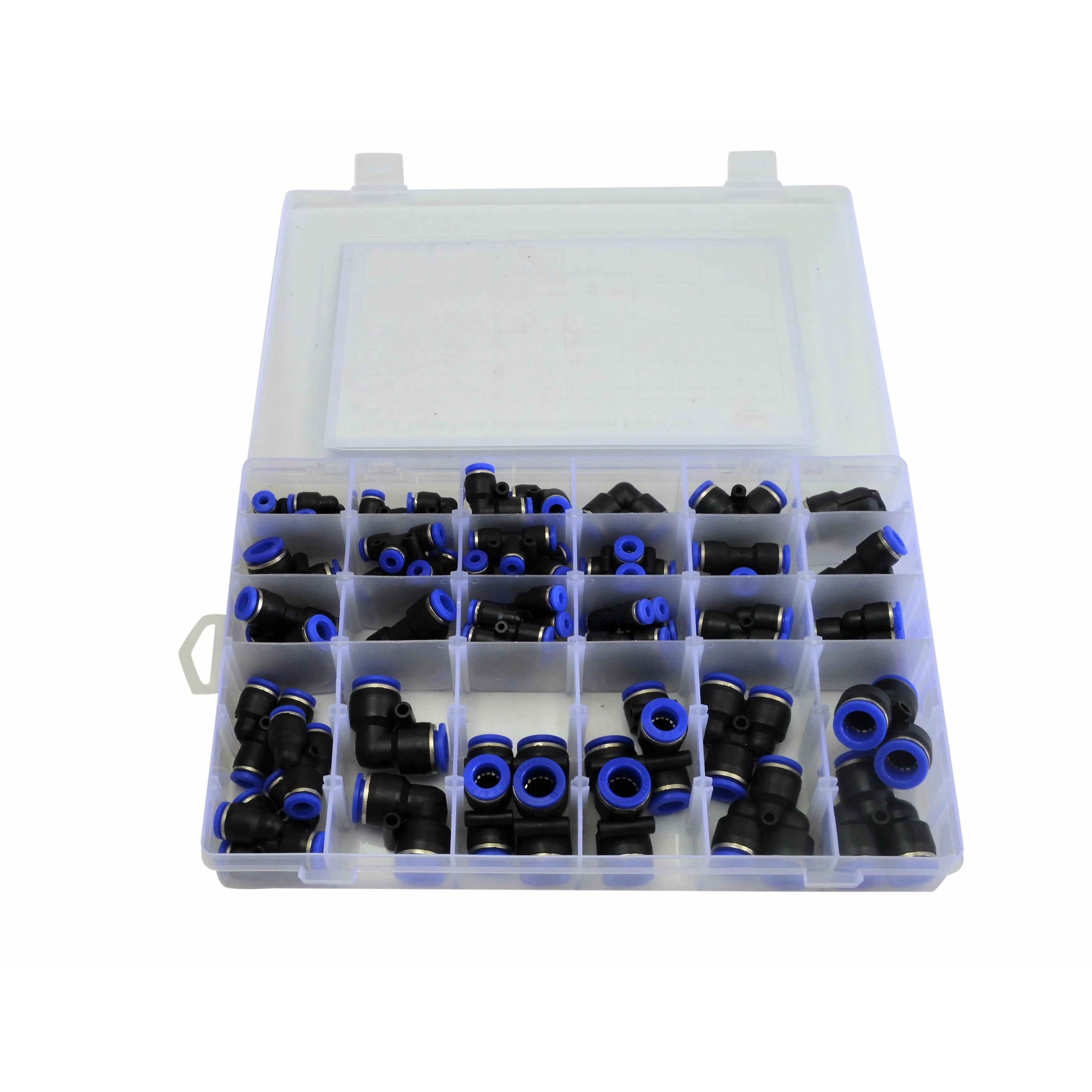 60pc Metric Pneumatic Push in Air Line Hose Joiner Grab Kit Assortment
