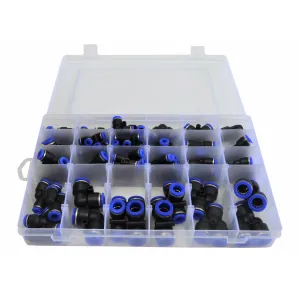 60pc Metric Pneumatic Push in Air Line Hose Joiner Grab Kit Assortment