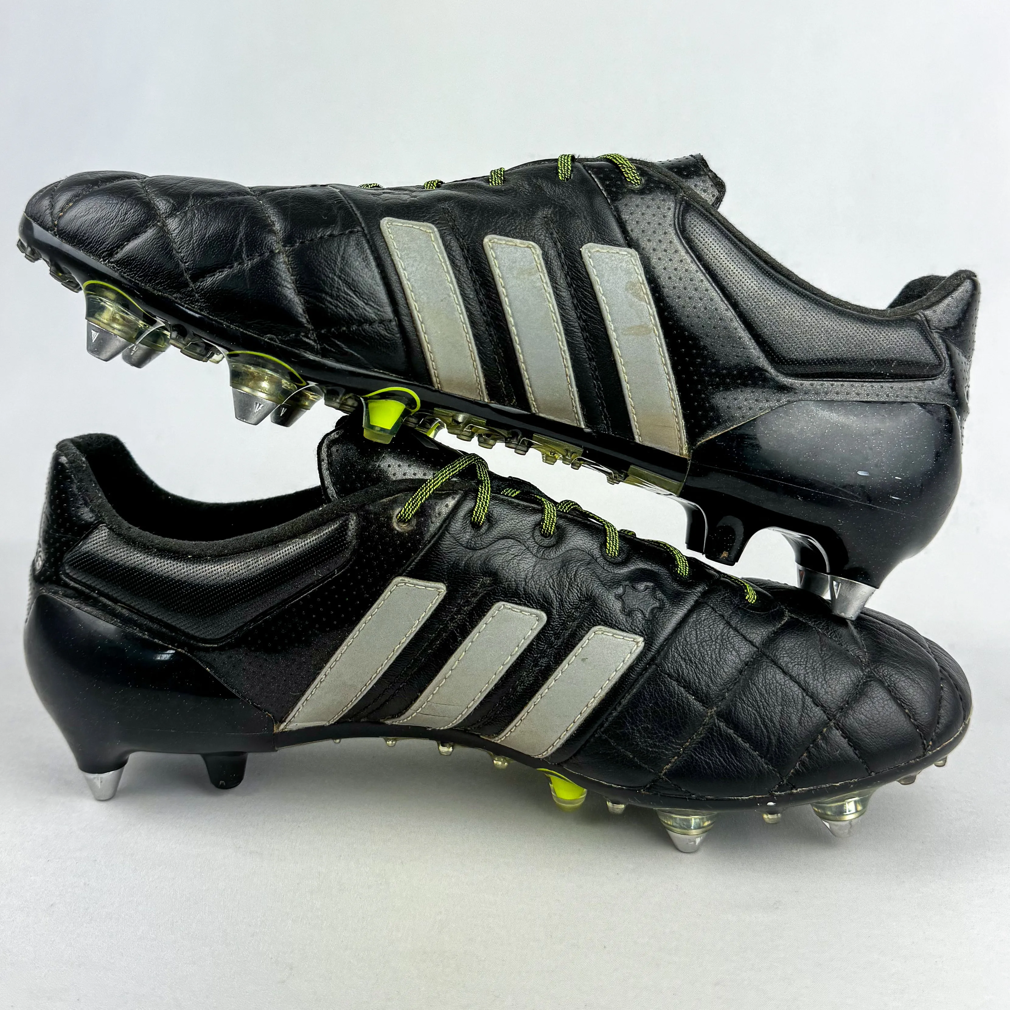 Adidas Ace 15.1 Leather SG - Black/Silver Metallic/Solar Yellow *Wore Once*