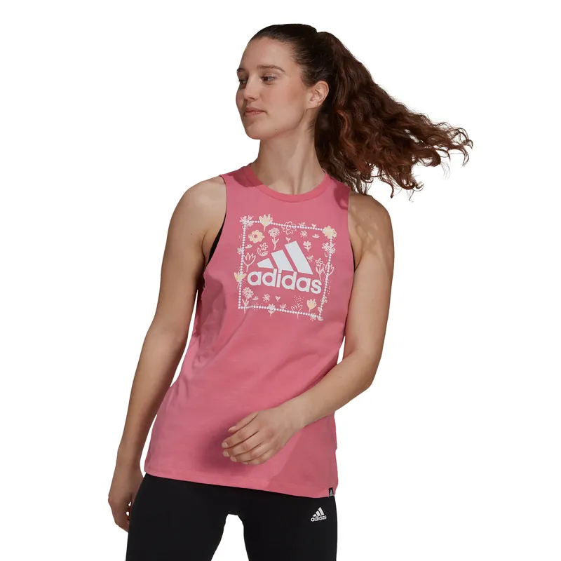Adidas Womens Soft Floral Box Tank Top
