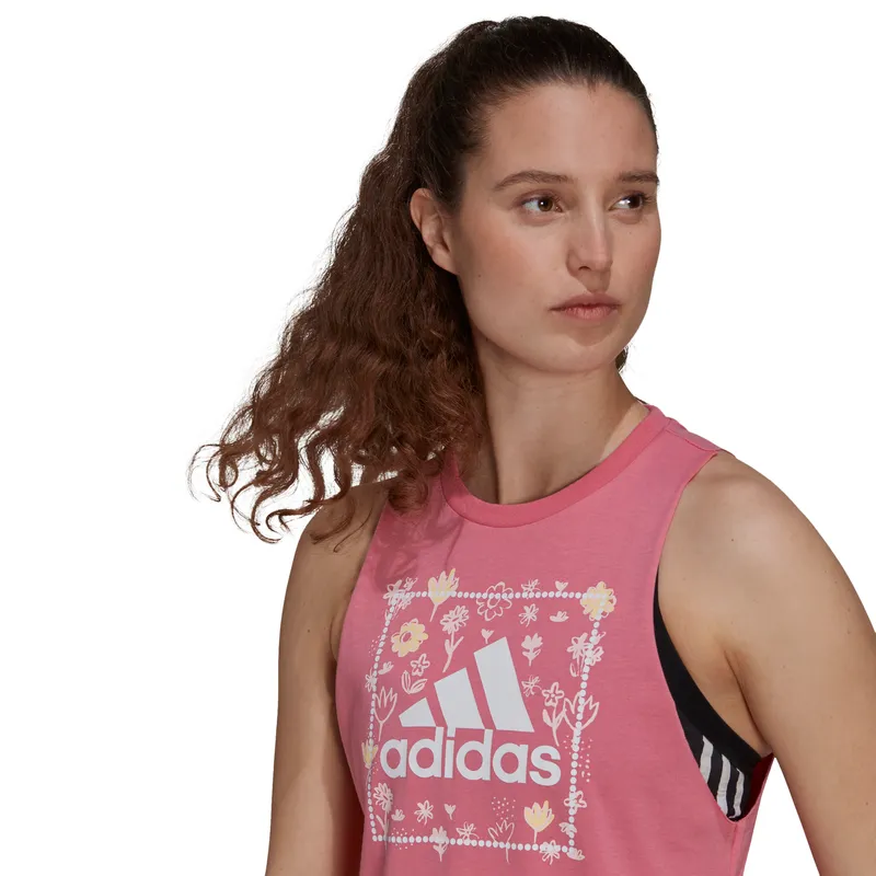 Adidas Womens Soft Floral Box Tank Top