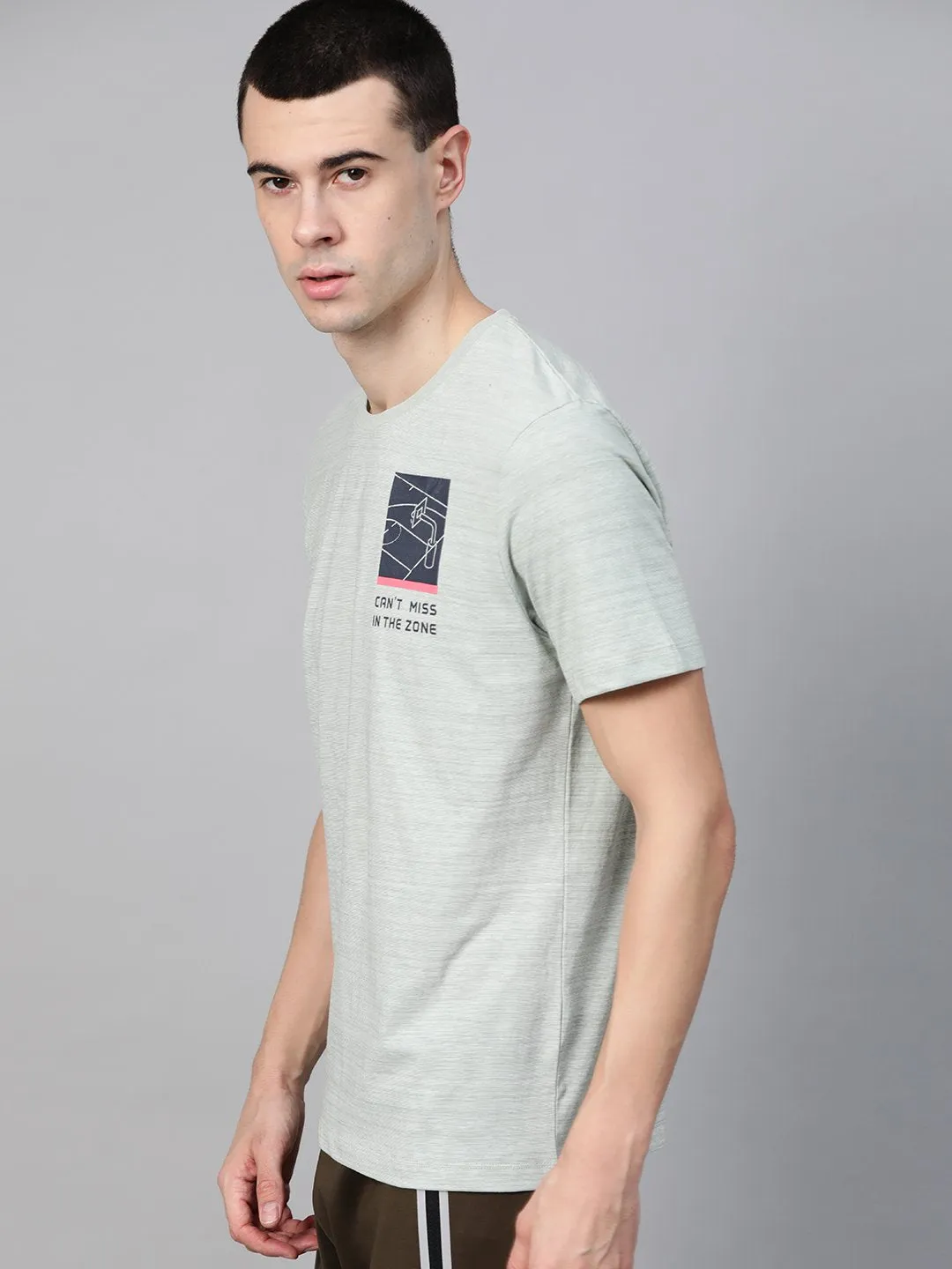 Alcis Men Green Solid Round Neck Running T-shirt