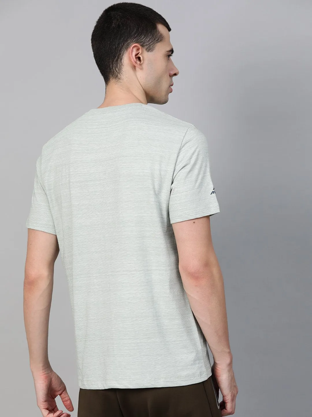 Alcis Men Green Solid Round Neck Running T-shirt