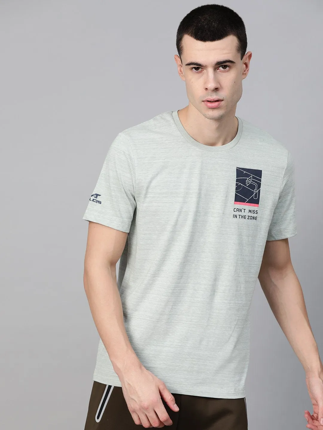 Alcis Men Green Solid Round Neck Running T-shirt