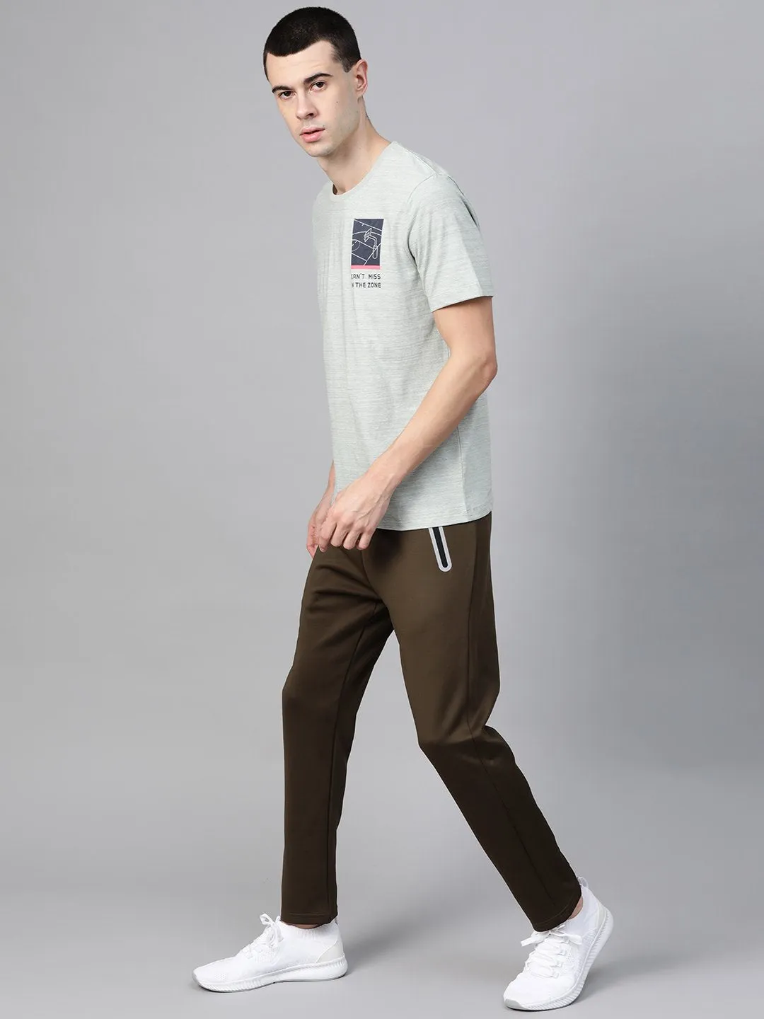 Alcis Men Green Solid Round Neck Running T-shirt