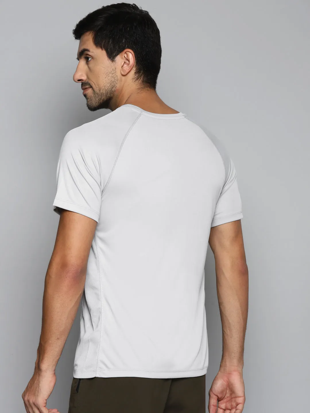 ALCIS Men Grey Slim Fit Running T-shirt
