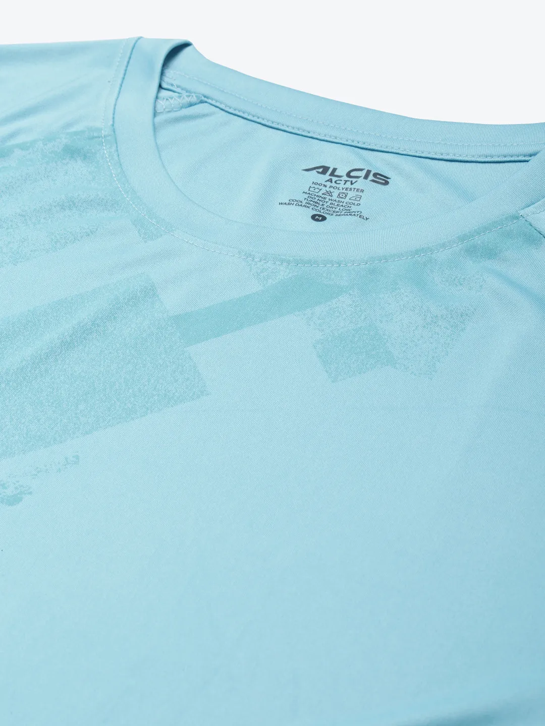 ALCIS Men Turquoise Blue Slim Fit Running T-shirt