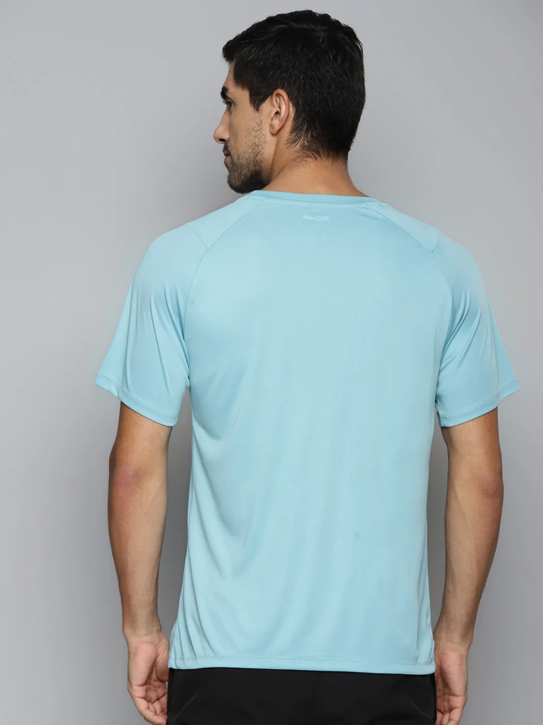 ALCIS Men Turquoise Blue Slim Fit Running T-shirt