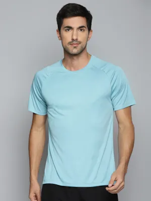 ALCIS Men Turquoise Blue Slim Fit Running T-shirt