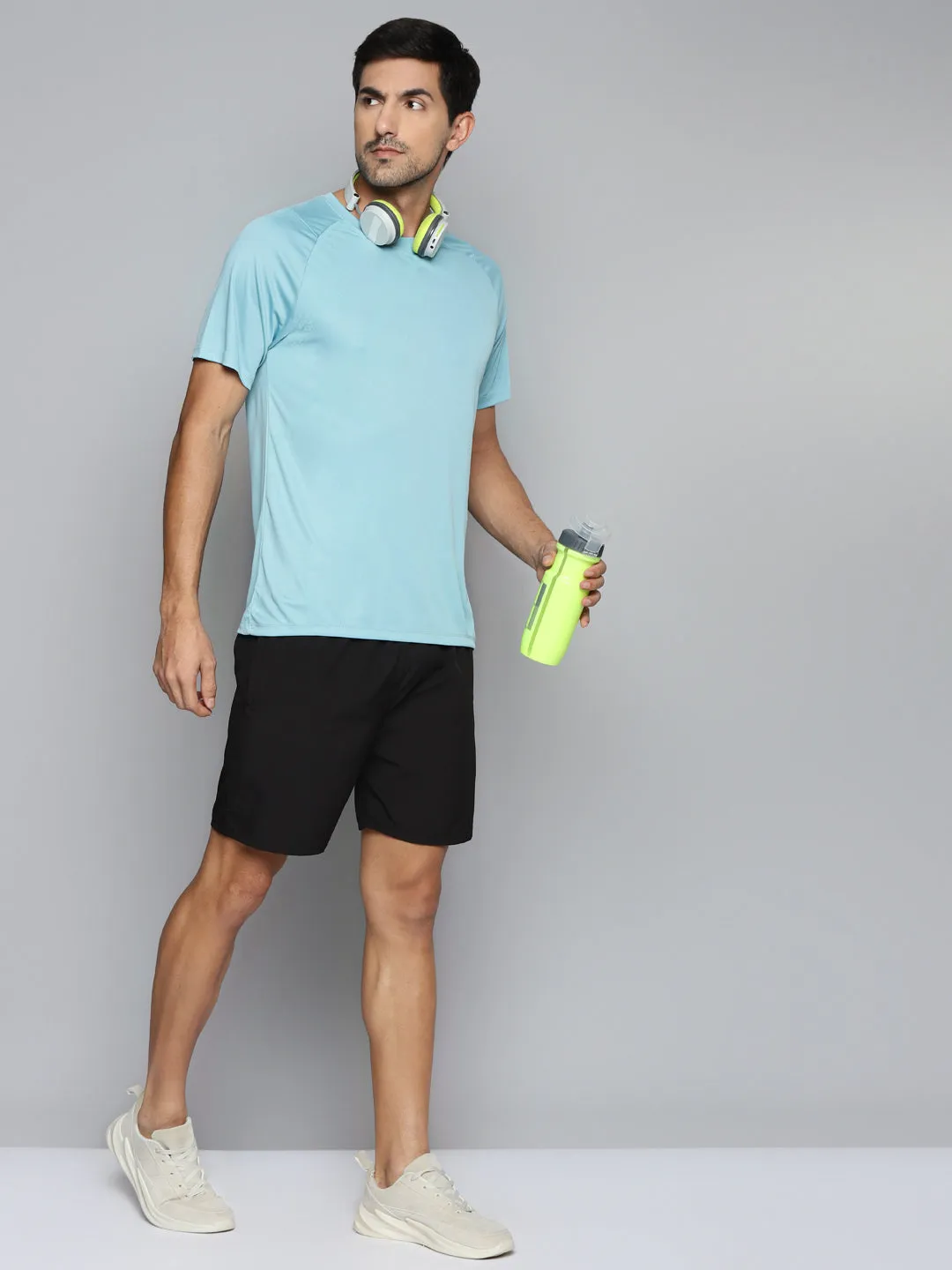 ALCIS Men Turquoise Blue Slim Fit Running T-shirt