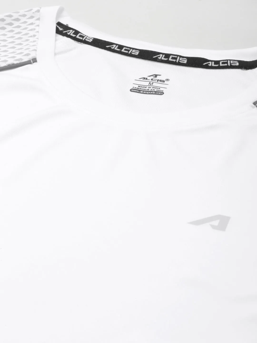 ALCIS Men White Slim Fit Running T-shirt