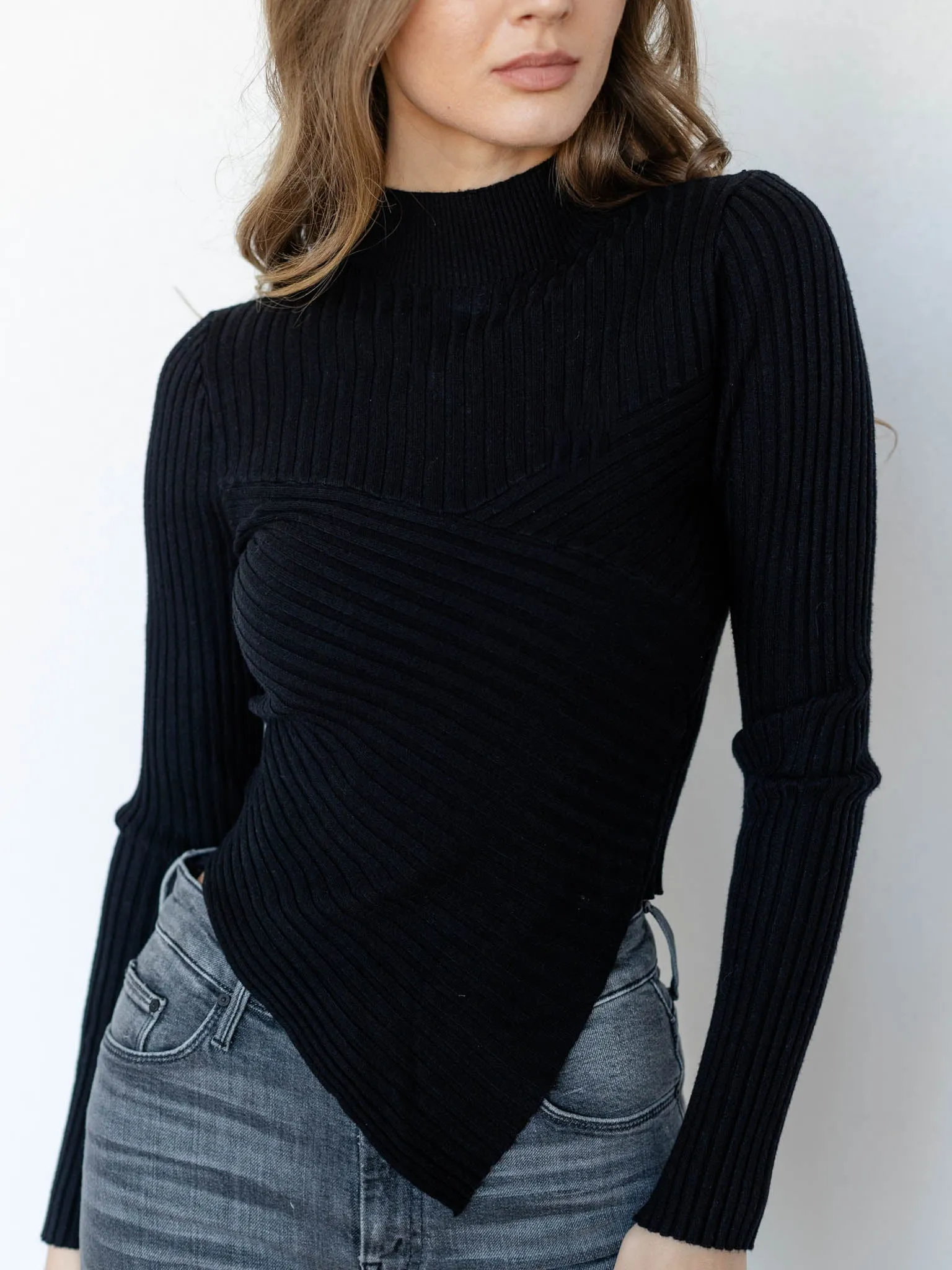 Allie Rose Soft Long Sleeve Asymmetrical Pullover