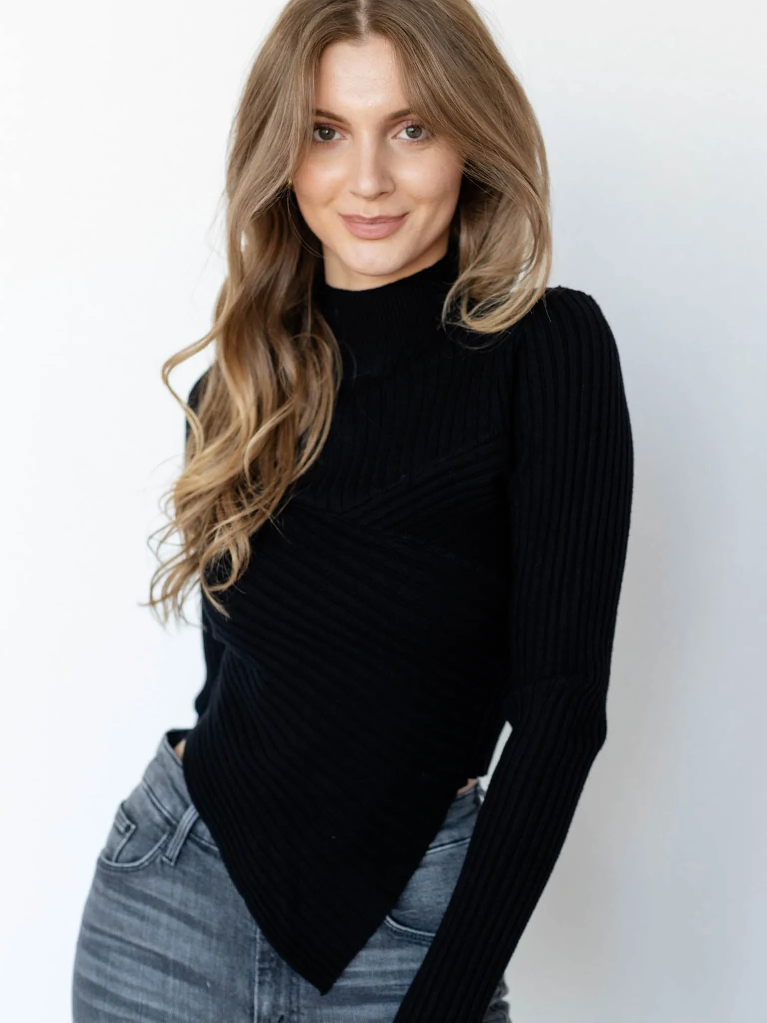 Allie Rose Soft Long Sleeve Asymmetrical Pullover