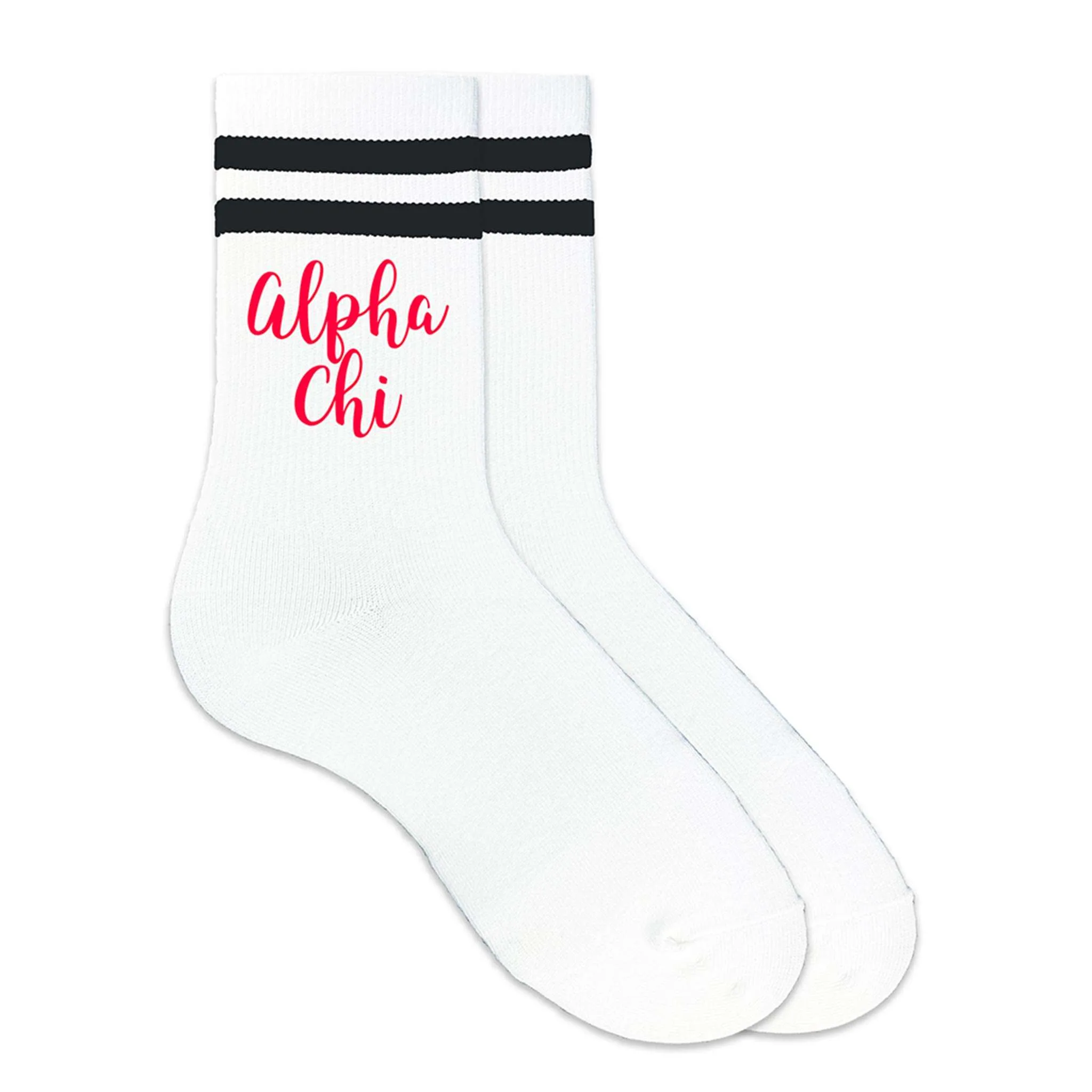 ALPHA CHI Black Striped Crew Socks