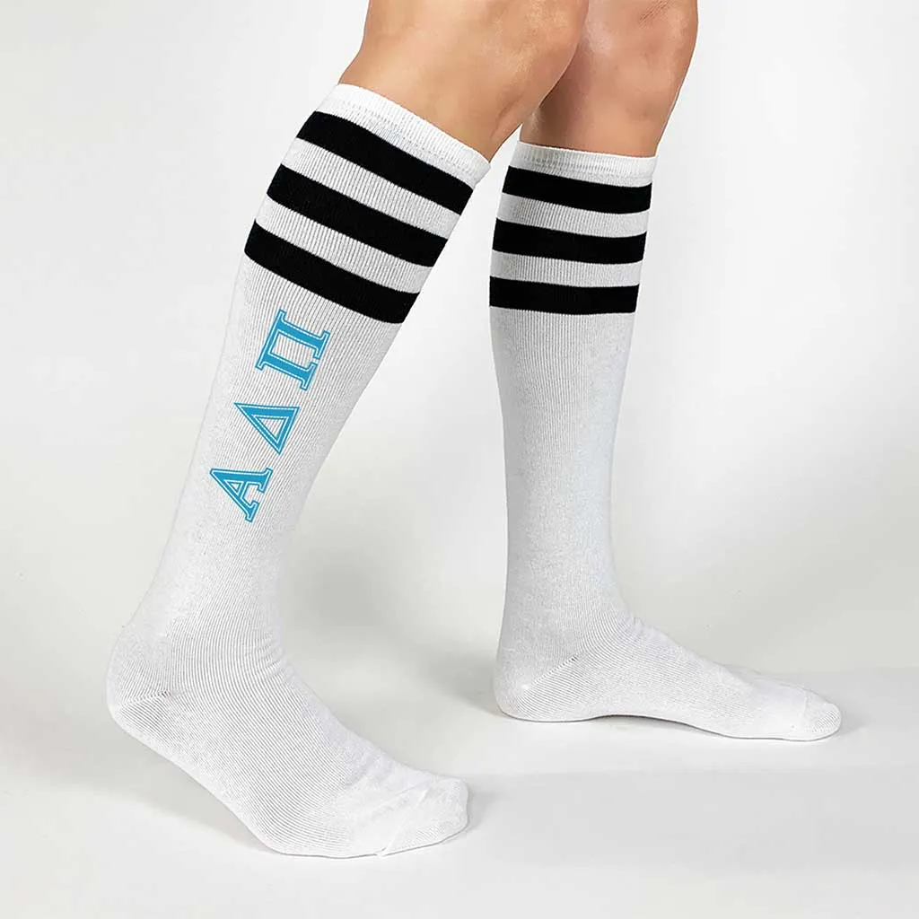 Alpha Delta Pi Printed Striped Knee High Socks