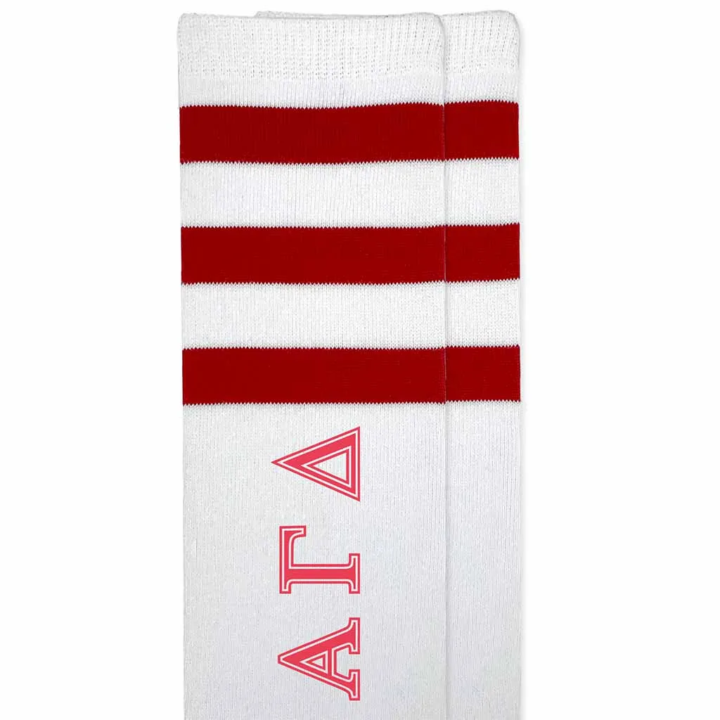 Alpha Gamma Delta Printed Striped Knee High Socks