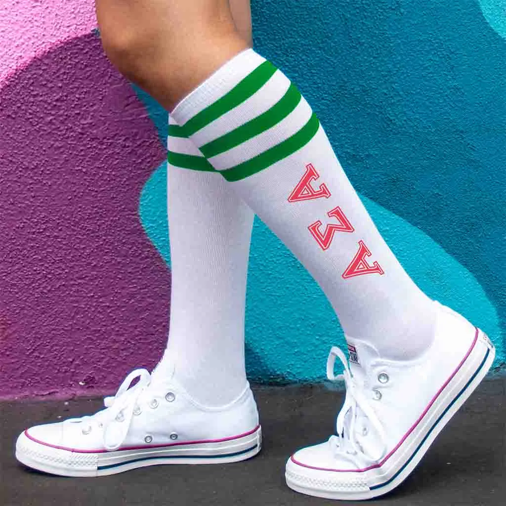 Alpha Sigma Alpha Printed Striped Knee High Socks