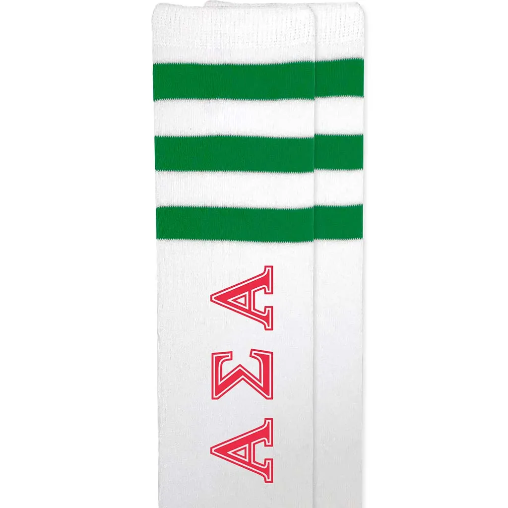 Alpha Sigma Alpha Printed Striped Knee High Socks
