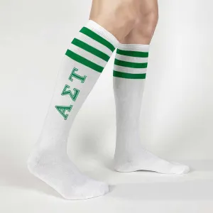 Alpha Sigma Tau Printed Striped Knee High Socks