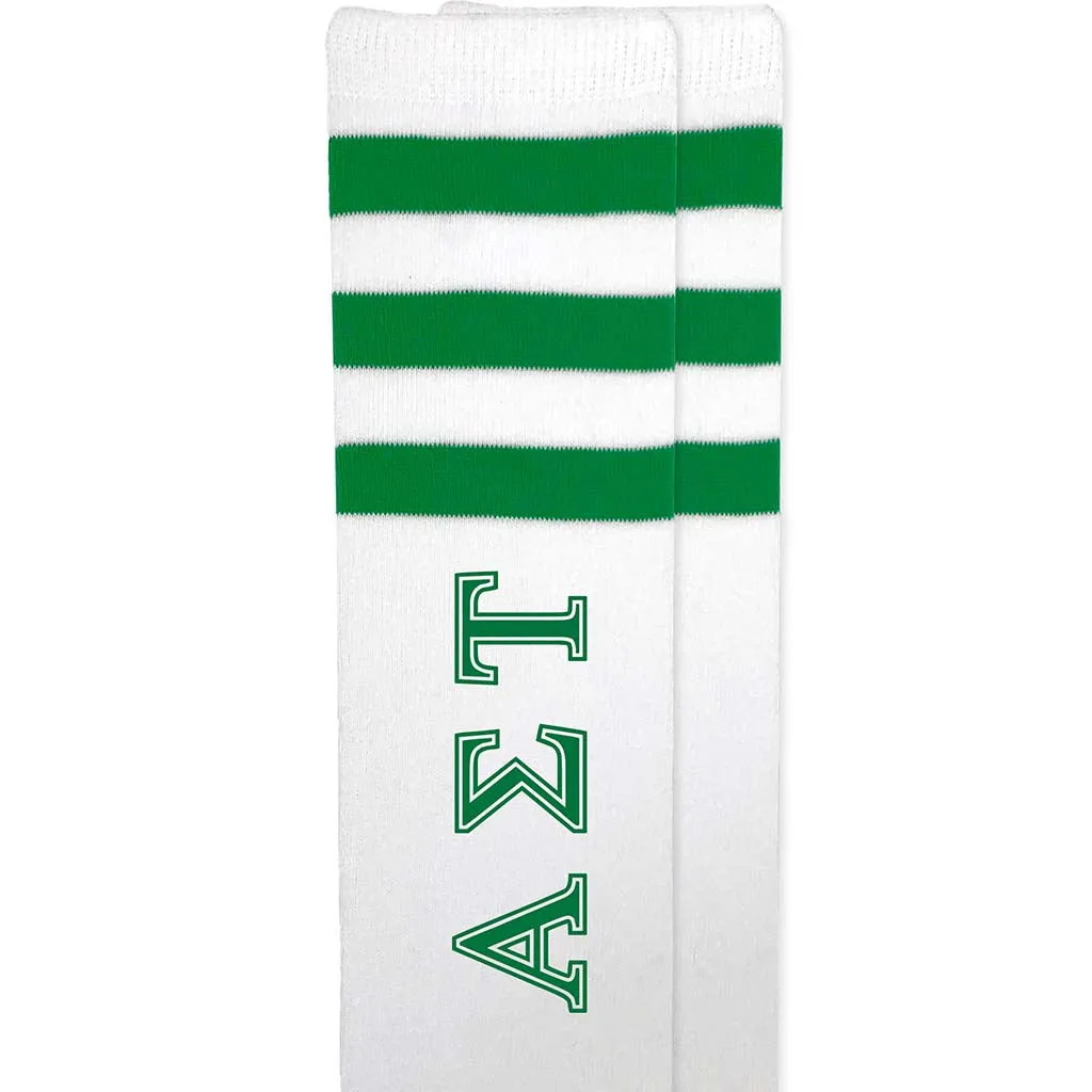 Alpha Sigma Tau Printed Striped Knee High Socks