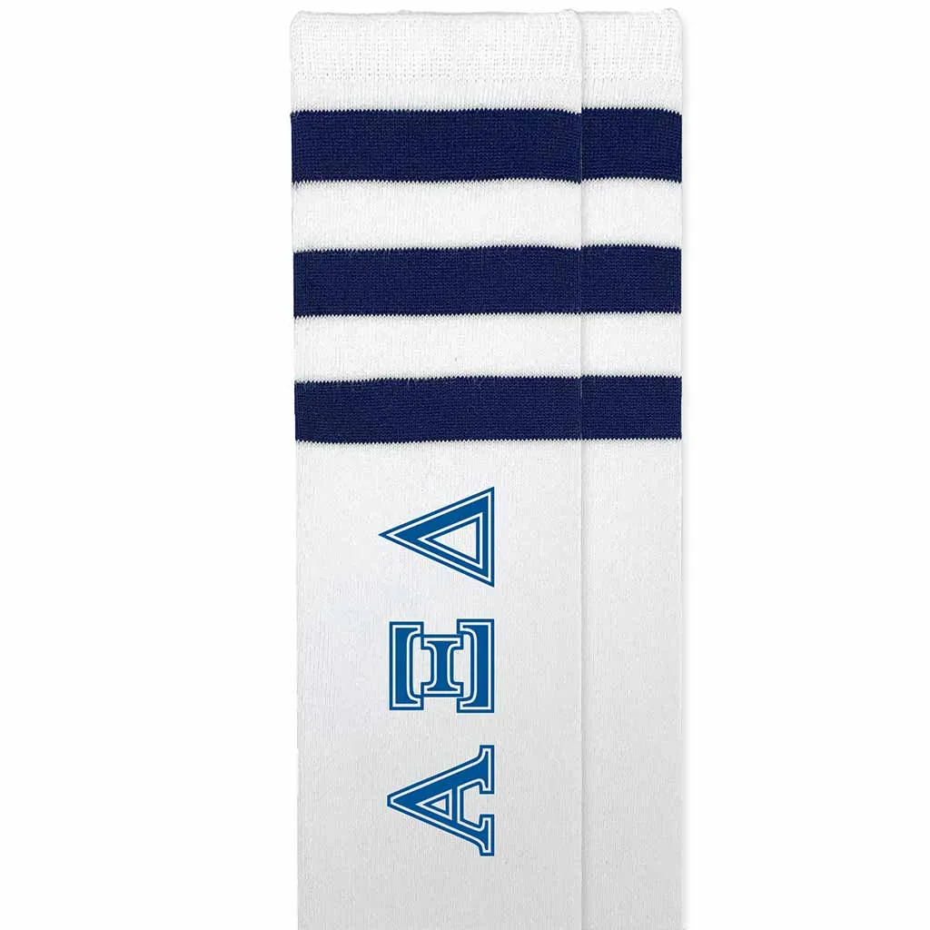Alpha Xi Delta Printed Striped Knee High Socks