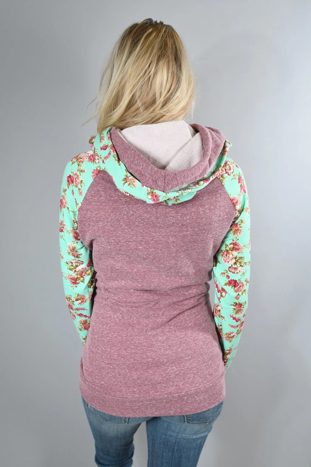 Ampersand Ave. Double Hooded Sweatshirt ~ Floral Maroon