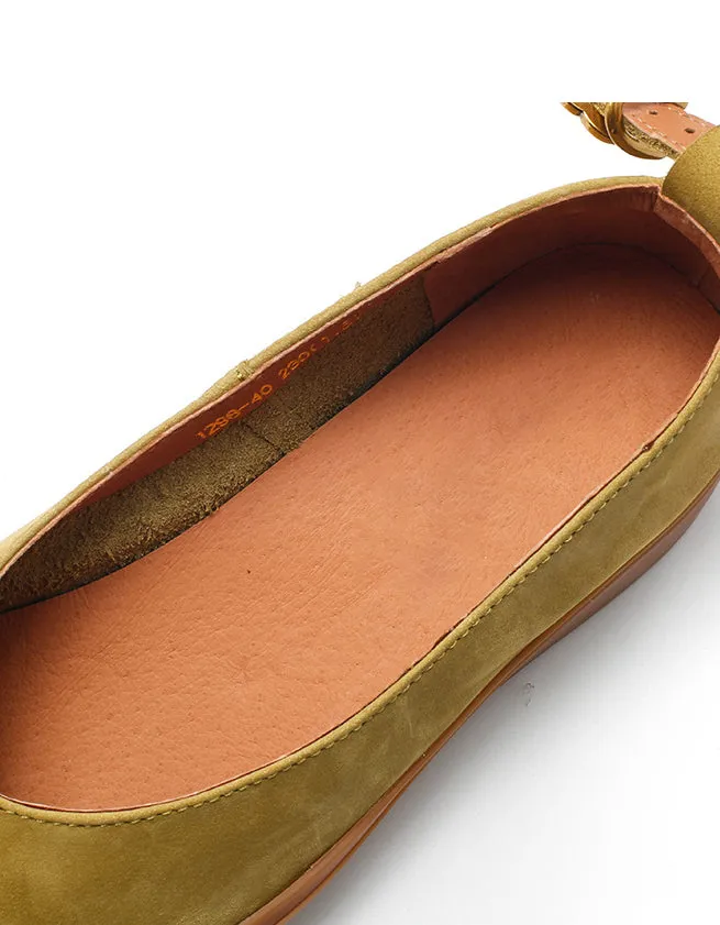 Ankle Strap Pointed Toe Retro Flat Shoes