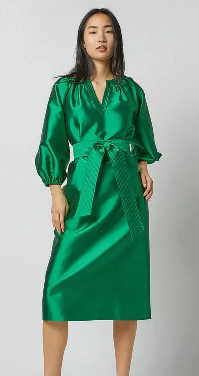 Ann Mashburn Trapunto Blouson Dress - Emerald
