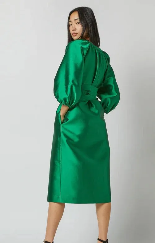Ann Mashburn Trapunto Blouson Dress - Emerald
