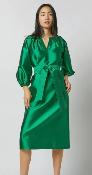 Ann Mashburn Trapunto Blouson Dress - Emerald