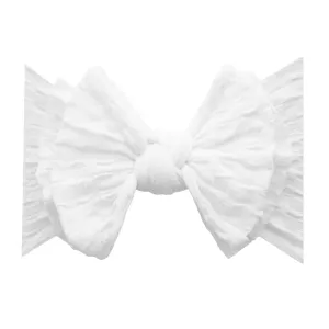 Baby Bling Waffle Textured Soft Nylon Bow Headband - White