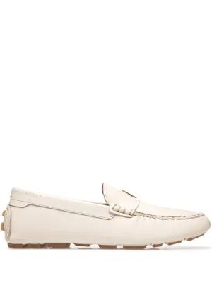 Bally gold-tone logo-plaque leather loafers