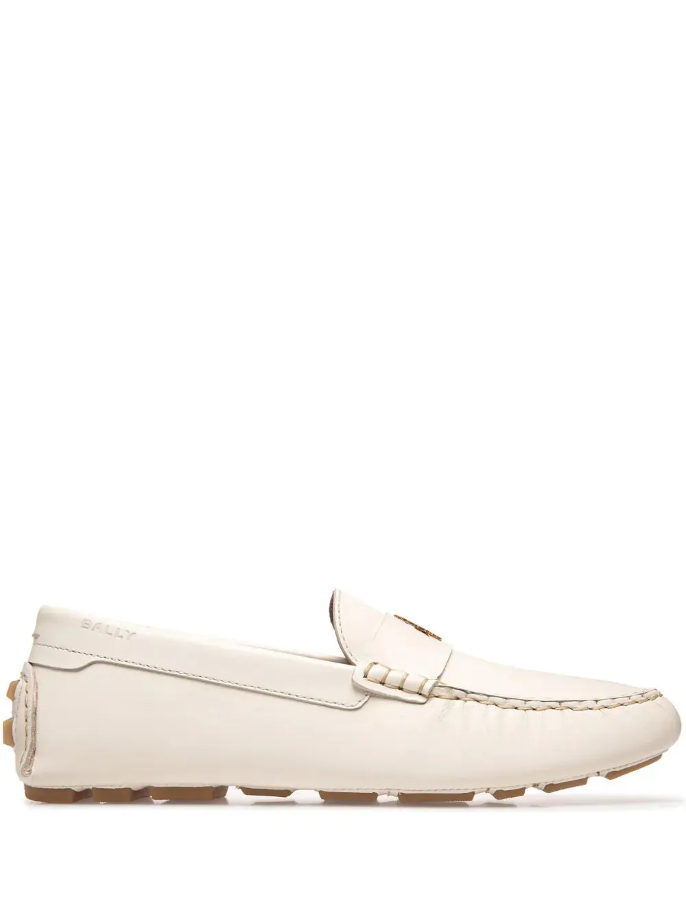Bally gold-tone logo-plaque leather loafers
