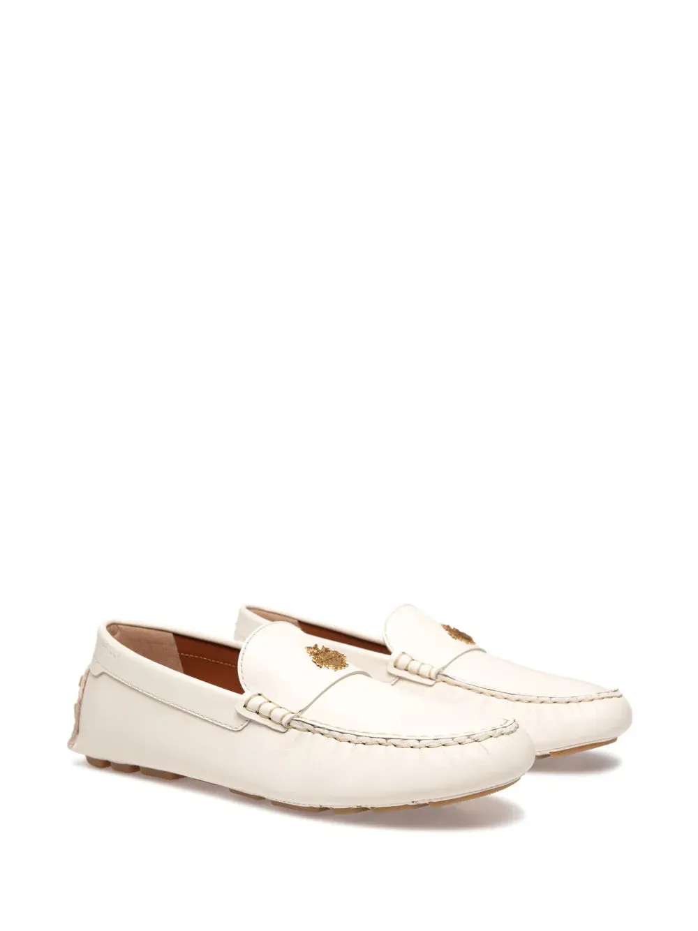Bally gold-tone logo-plaque leather loafers