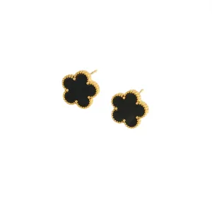 Black Clover Stud Earrings - Gold