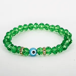 Bright Green Beaded Evil Eye Kids Bracelet – Vibrant Protec
