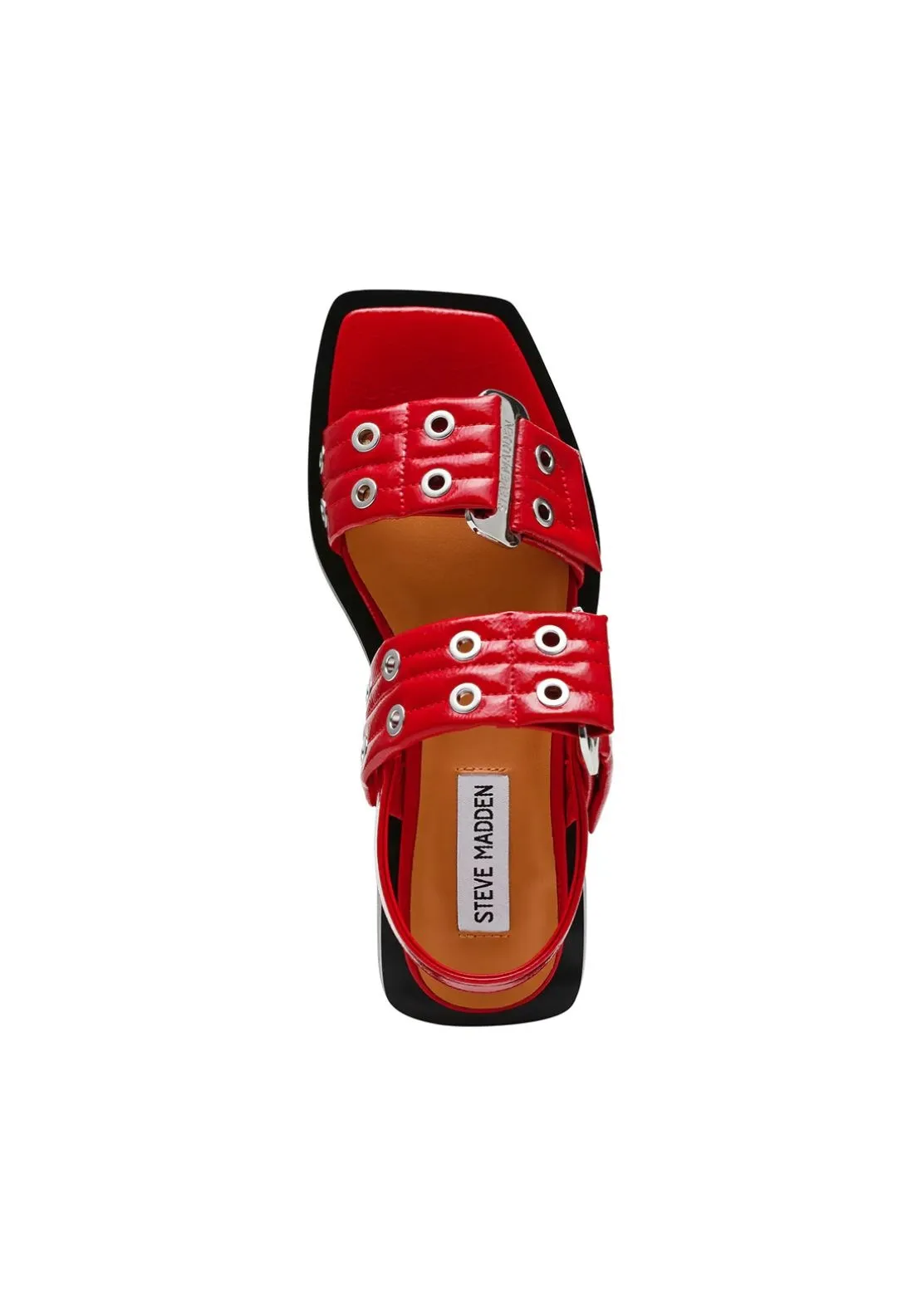 Buckle Stud Flat Sandal - Red