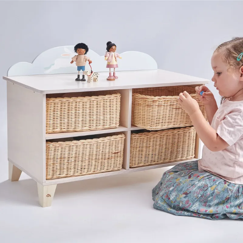 Bunny Storage Unit with Wicker Baskets