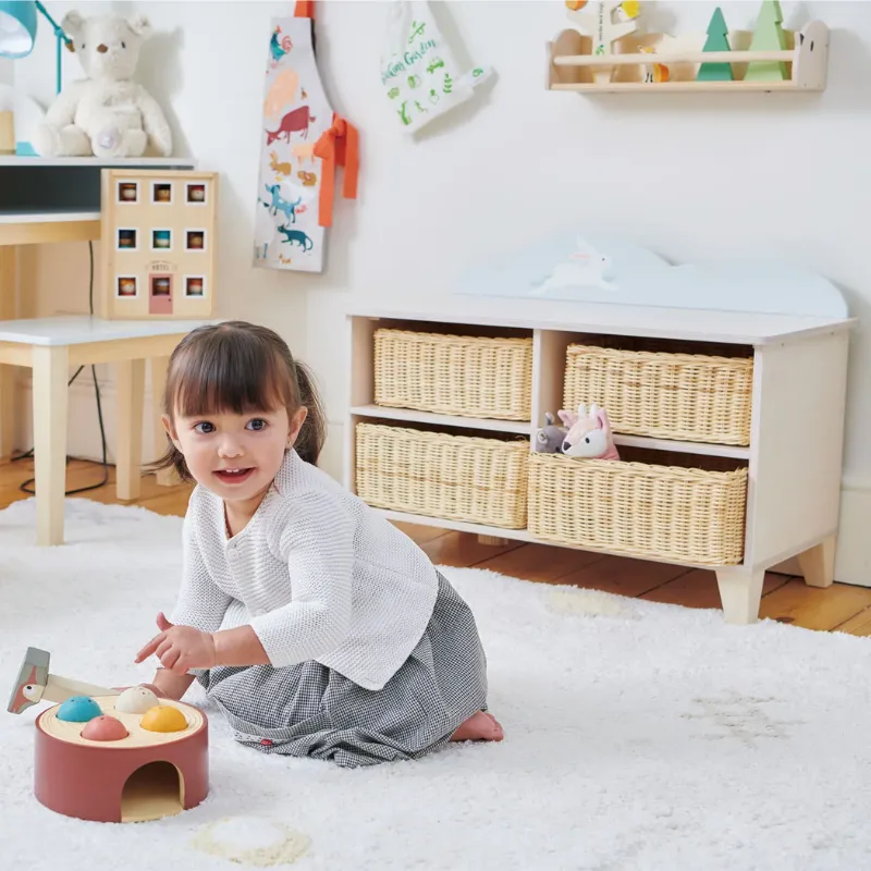 Bunny Storage Unit with Wicker Baskets